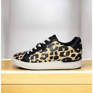 Coach CO337 Lowline Low Top Sneaker in Leopard Printed Leather Size 9.5B